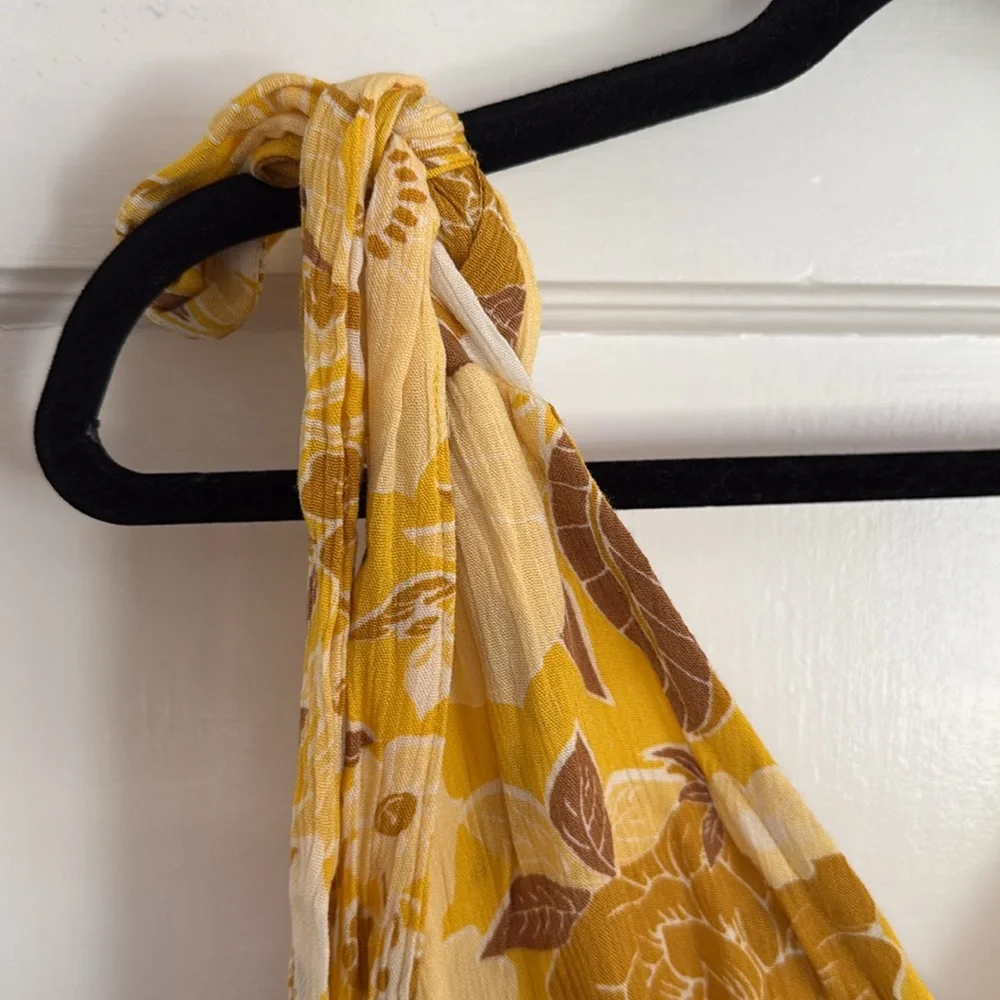 Abercrombie and Fitch Yellow Floral Tie Strap Maxi Dress NWT